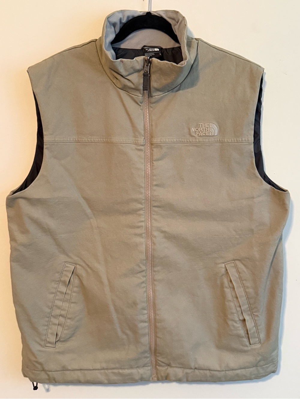 The North Face Tan Cotton Blend Insulated Canvas Vest Size Large Utility Outdoor